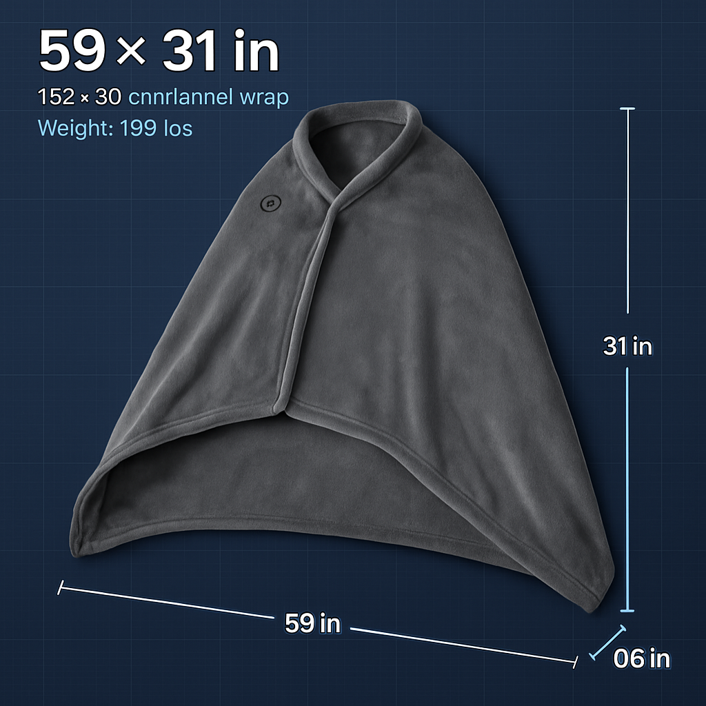 USB Heated Blanket Shawl Wrap with Zipper