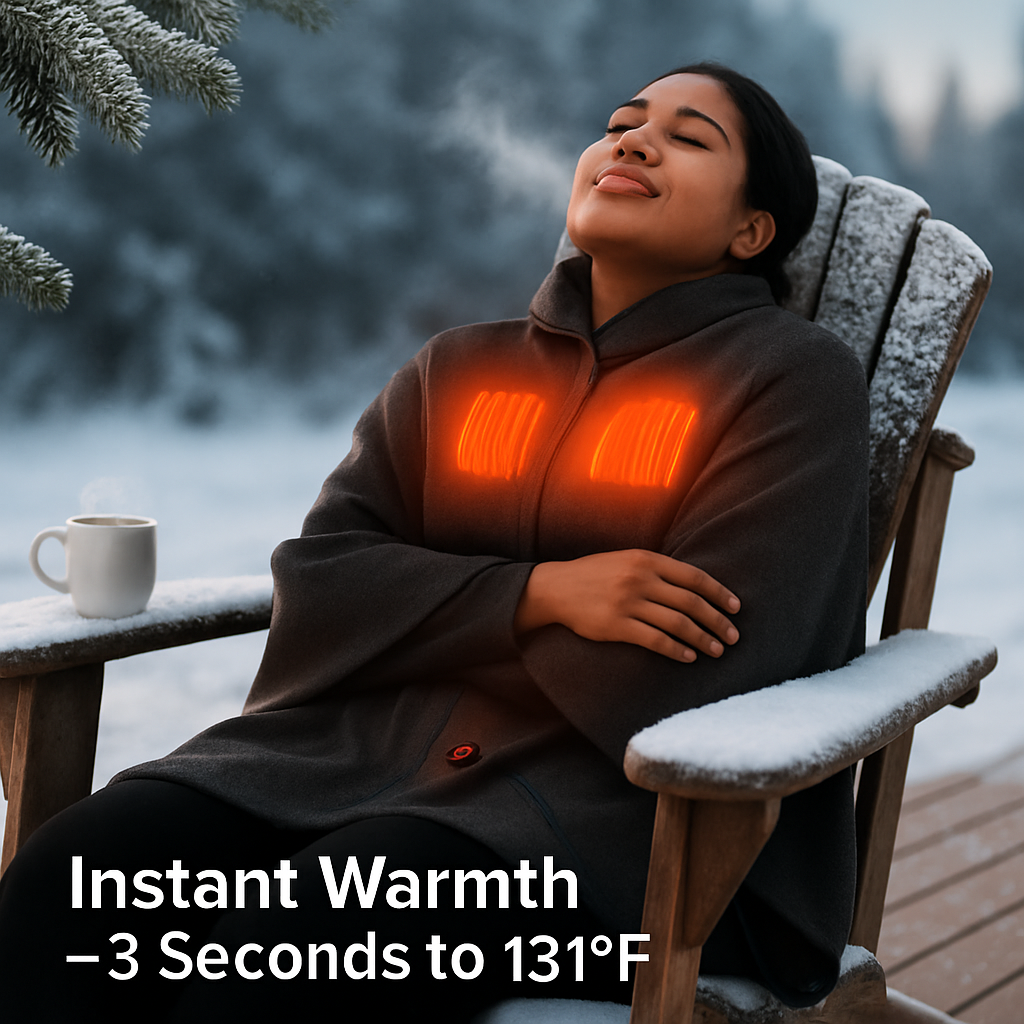 77x24In USB Heated Shawl with Teasel Wearable Heating Blanket Electric Throw Wrap Indoor Outdoor with Zipper 3 Heating Levels Machine Washable for Out
