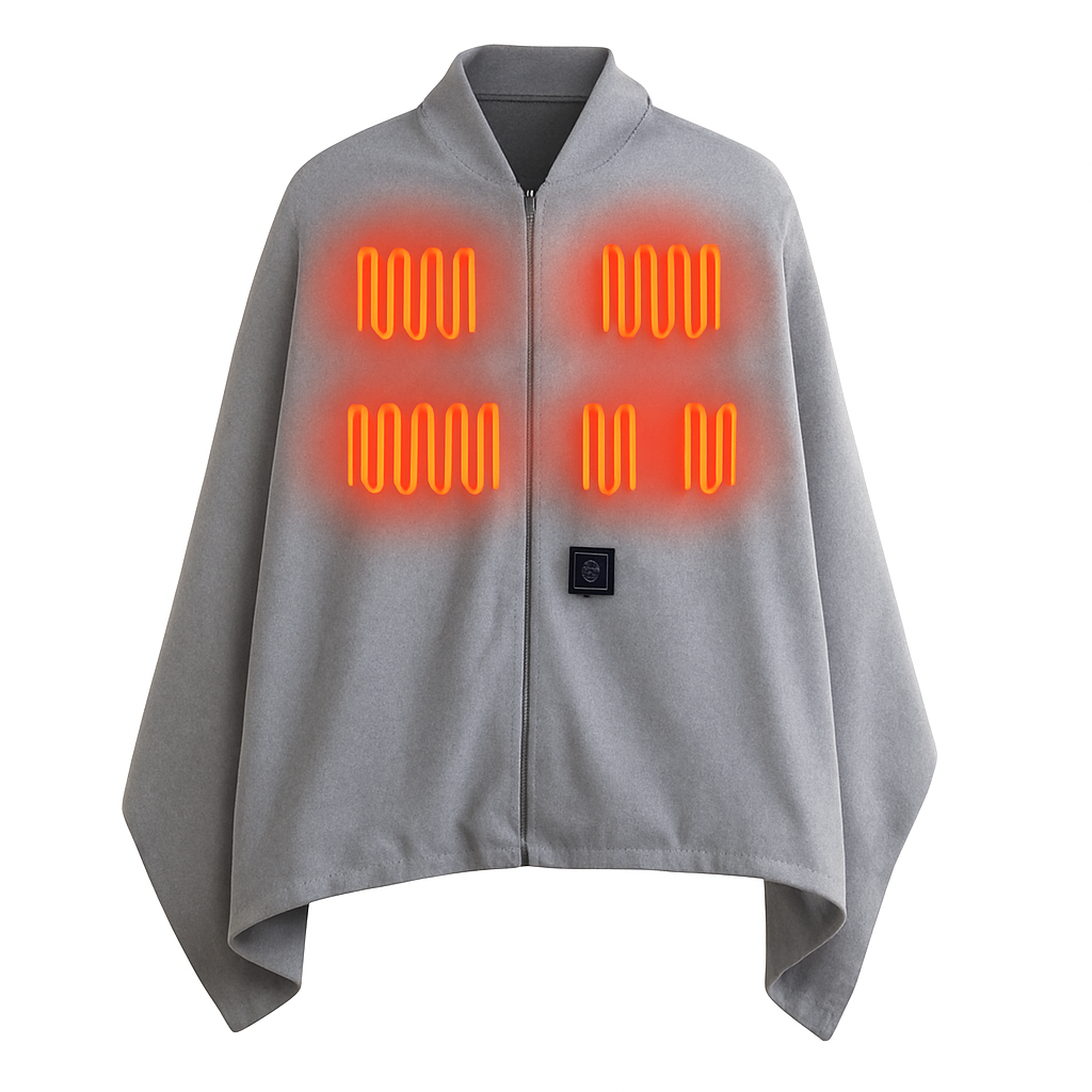 77x24In USB Heated Shawl with Teasel Wearable Heating Blanket Electric Throw Wrap Indoor Outdoor with Zipper 3 Heating Levels Machine Washable for Out