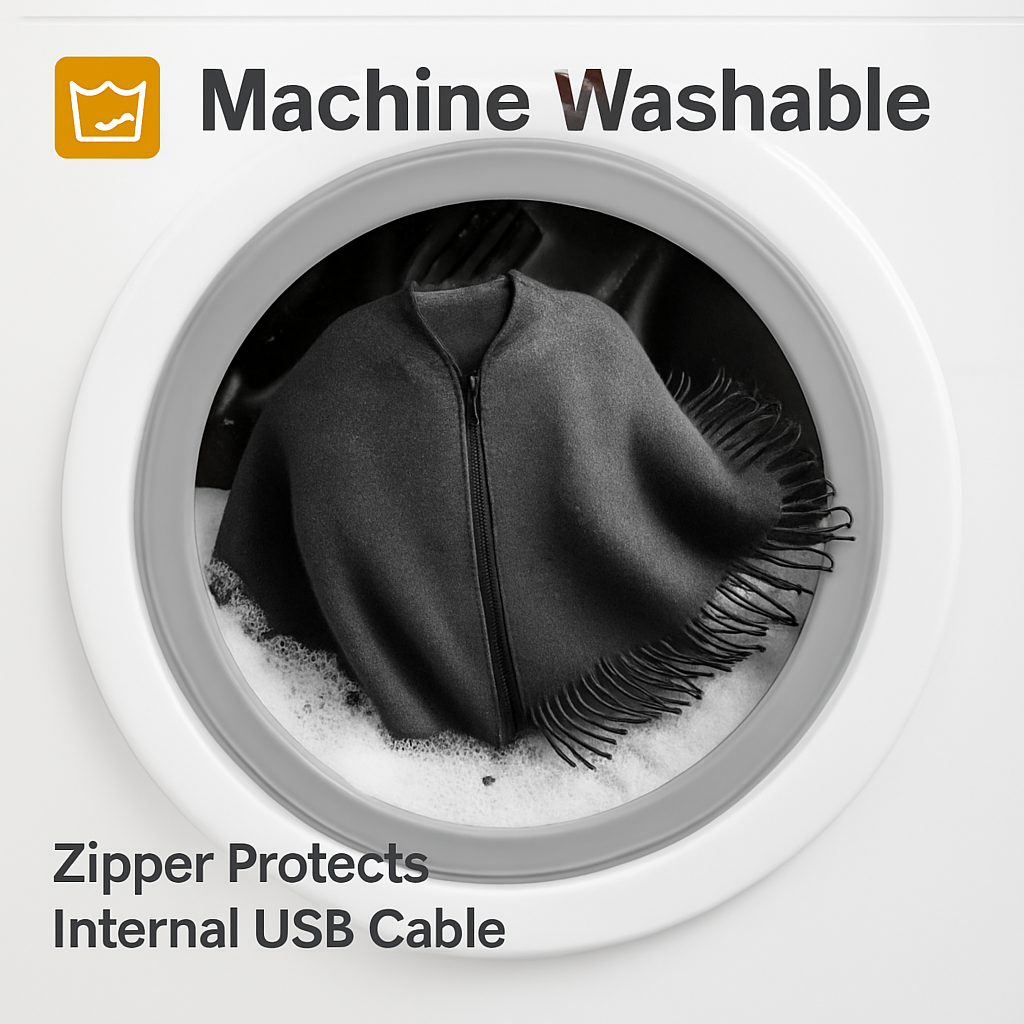 77x24In USB Heated Shawl with Teasel Wearable Heating Blanket Electric Throw Wrap Indoor Outdoor with Zipper 3 Heating Levels Machine Washable for Out