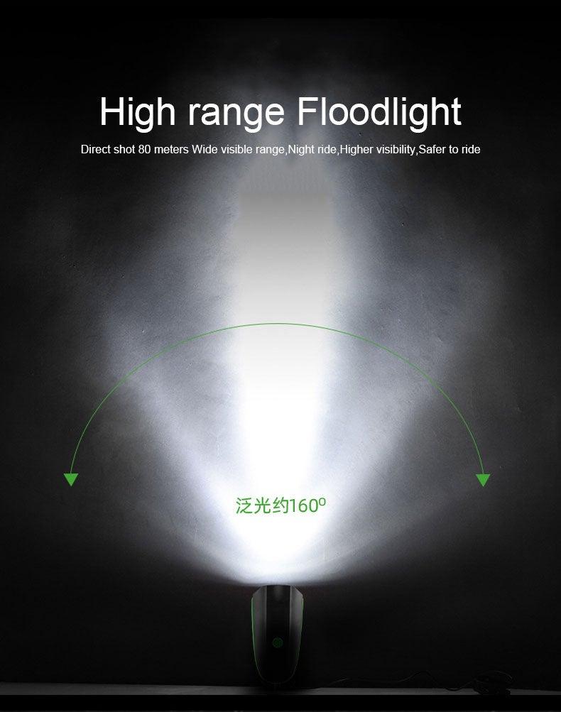 Waterproof LED Bicycle Headlight with 130dB Horn & Tail Light