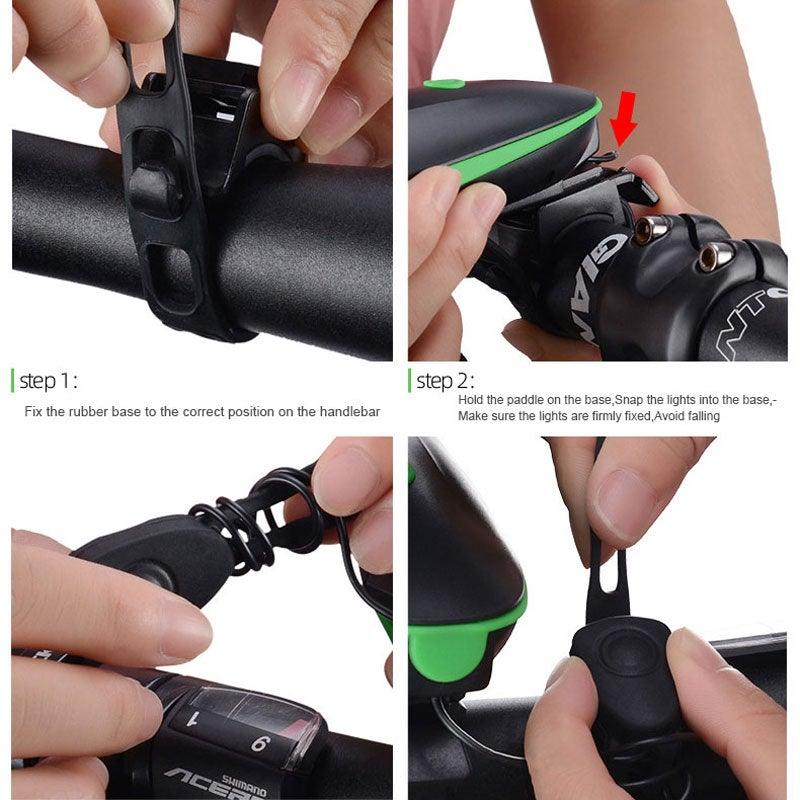 Waterproof LED Bicycle Headlight with 130dB Horn & Tail Light