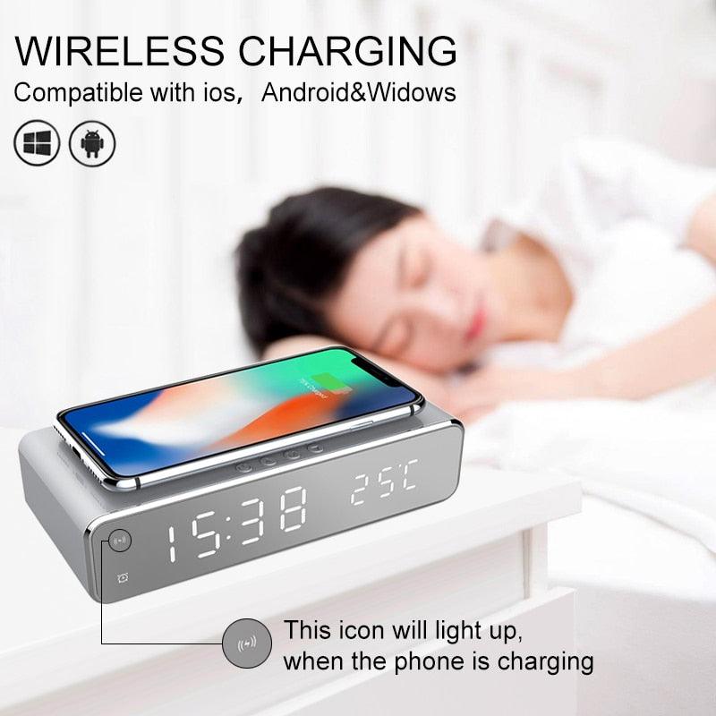 Digital Alarm Clock Wireless Mobile Phone Charger