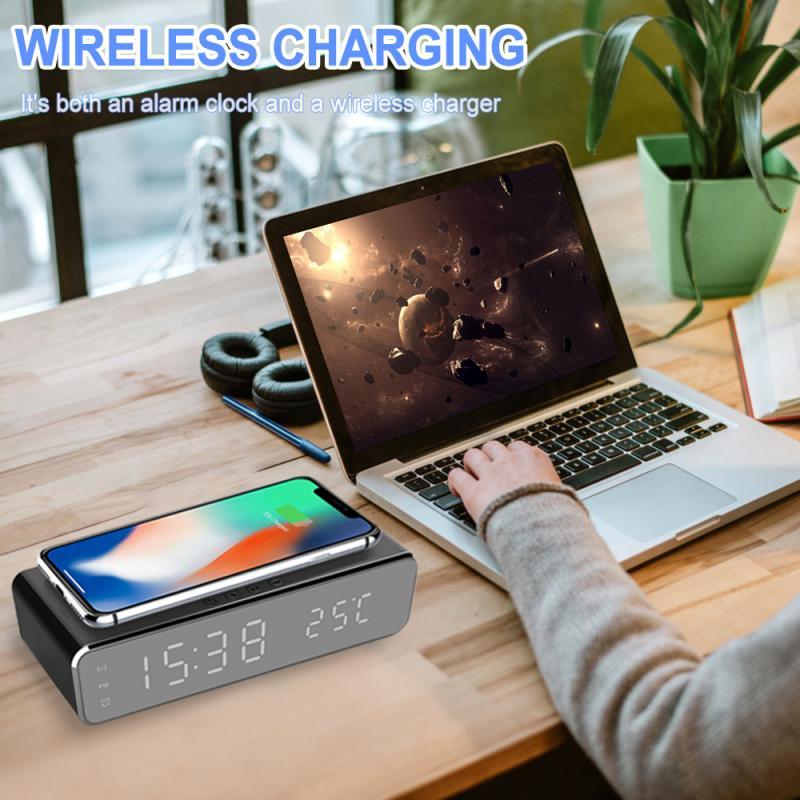 Digital Alarm Clock Wireless Mobile Phone Charger
