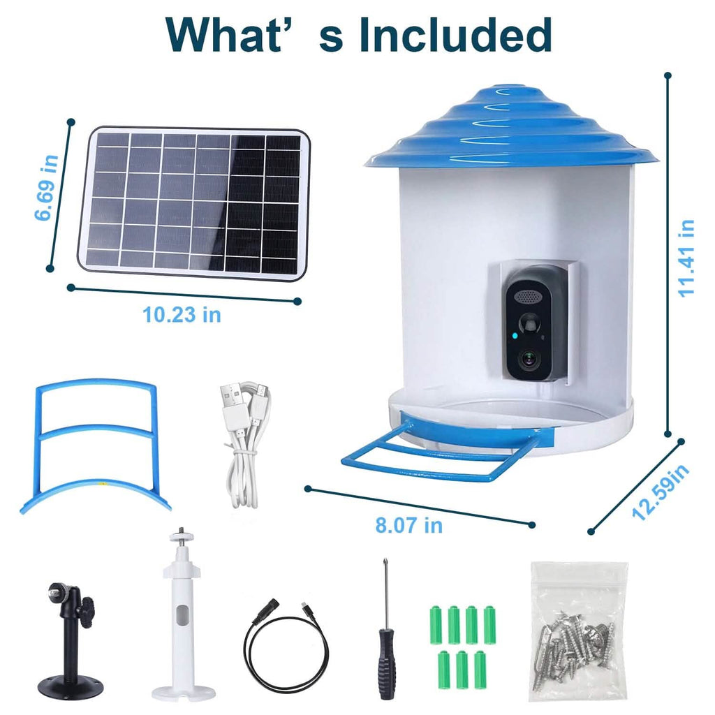 Smart Bird Feeder with Solar HD Camera & AI Detection