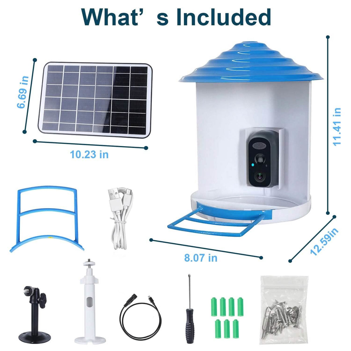 Smart Bird Feeder with Solar HD Camera & AI Detection