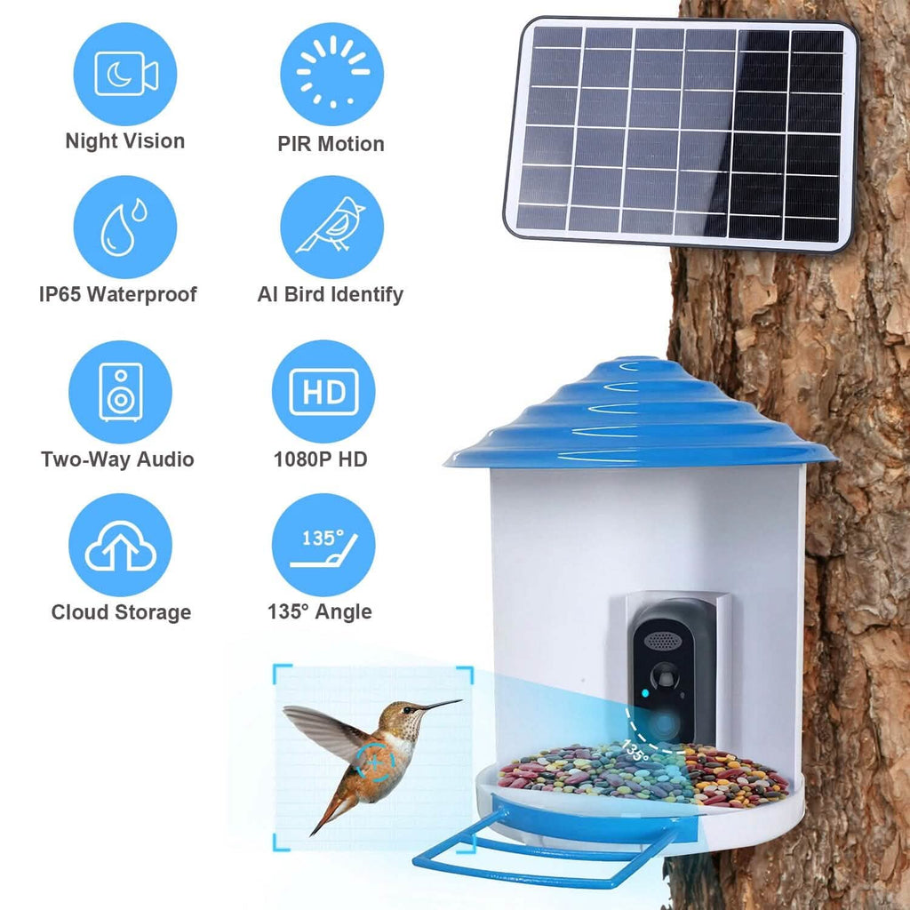 Smart Bird Feeder with Solar HD Camera & AI Detection
