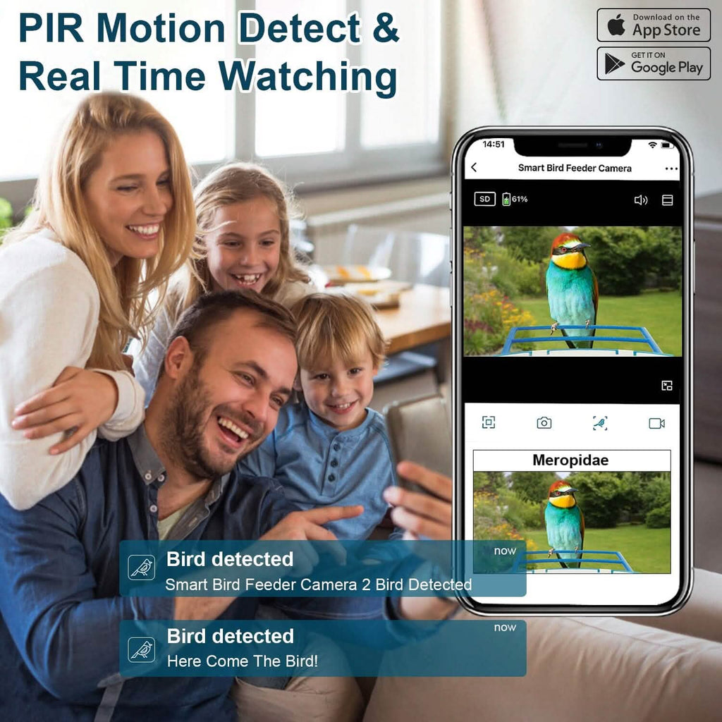 Smart Bird Feeder with Solar HD Camera & AI Detection
