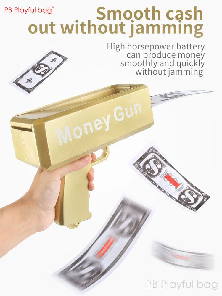 Electric Money Gun Dispenses 100pcs Realistic Looking Cash Party Wedding