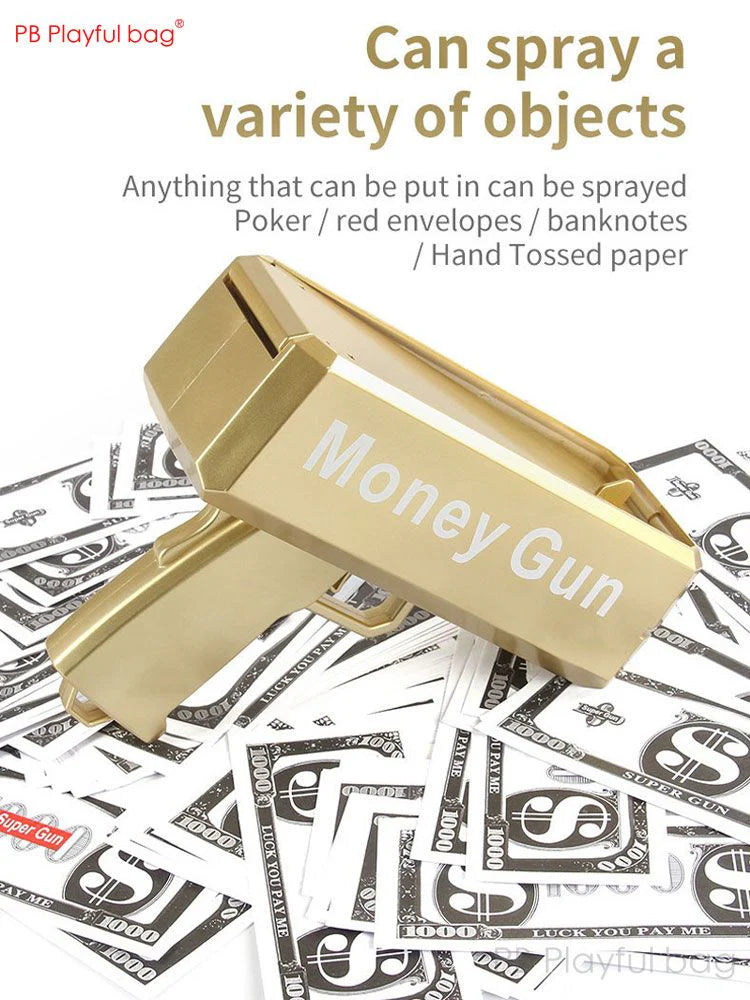 Electric Money Gun Dispenses 100pcs Realistic Looking Cash Party Wedding