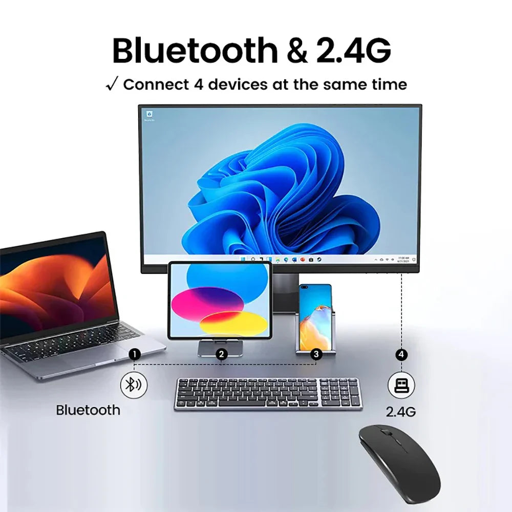 Compact Wireless Keyboard Connect 4 Devices at Once