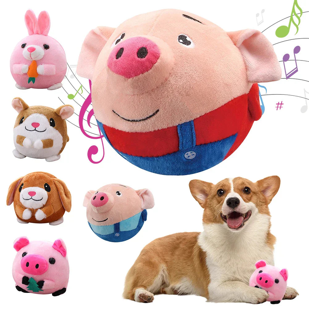 Plush Bouncing Dog Toy Interactive Squeaky Self-Moving Bite-Resistant