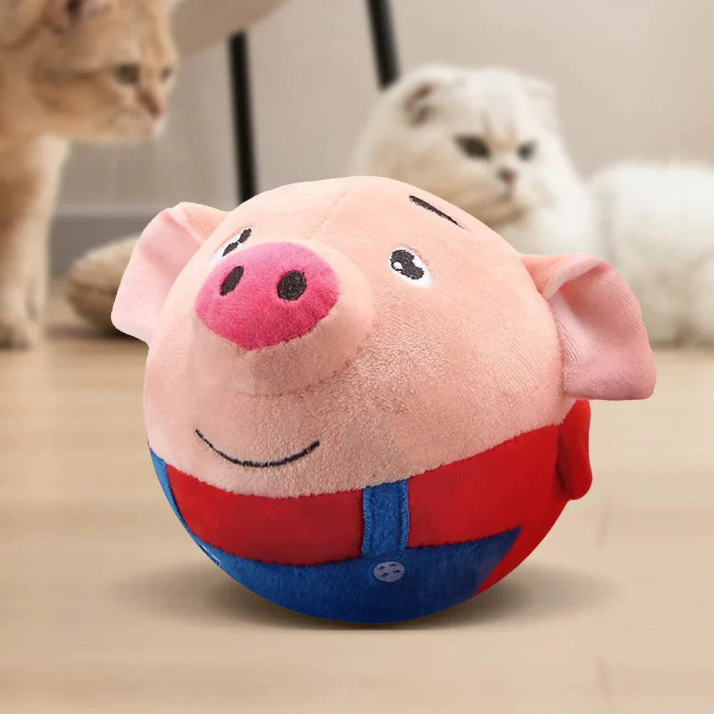 Plush Bouncing Dog Toy Interactive Squeaky Self-Moving Bite-Resistant