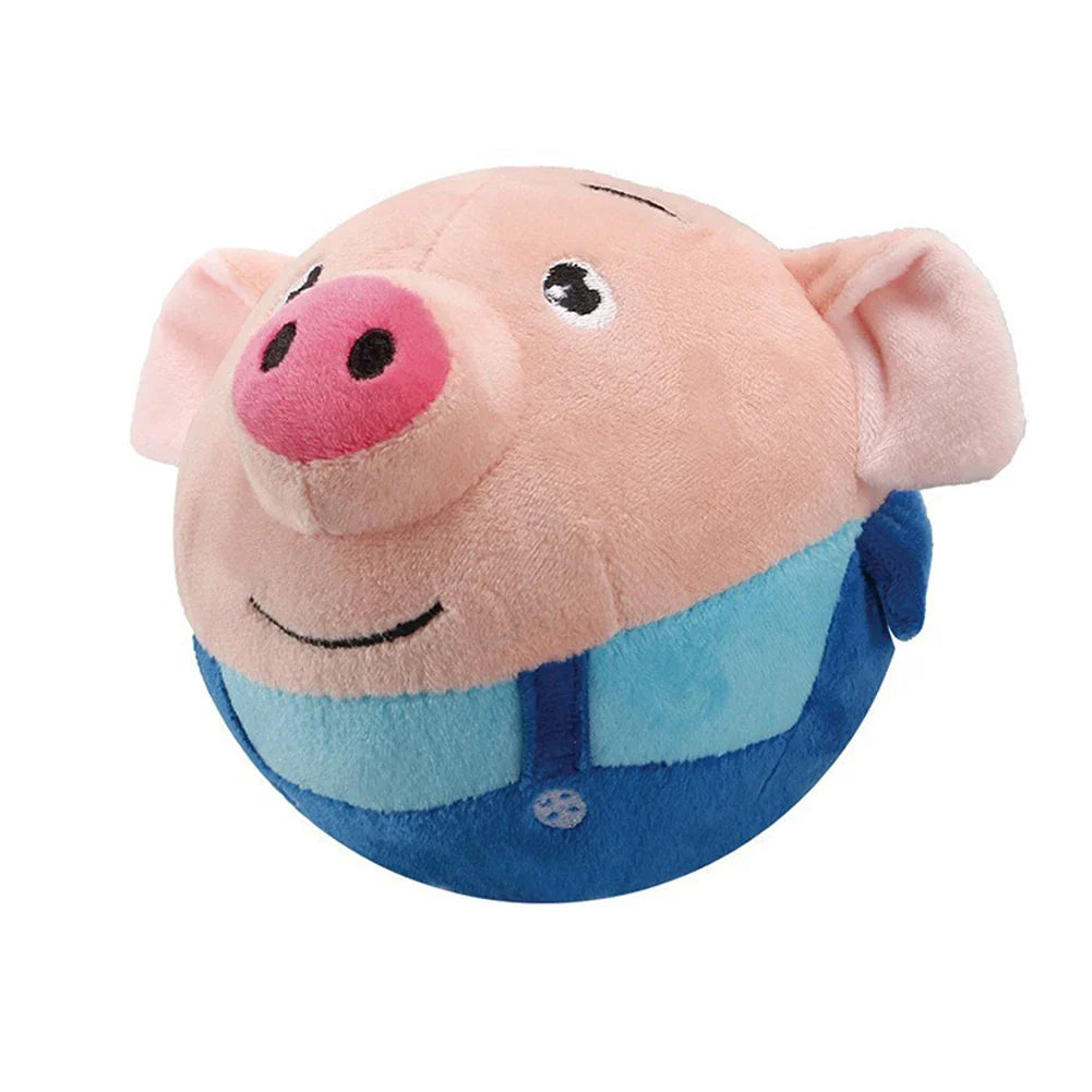 Plush Bouncing Dog Toy Interactive Squeaky Self-Moving Bite-Resistant