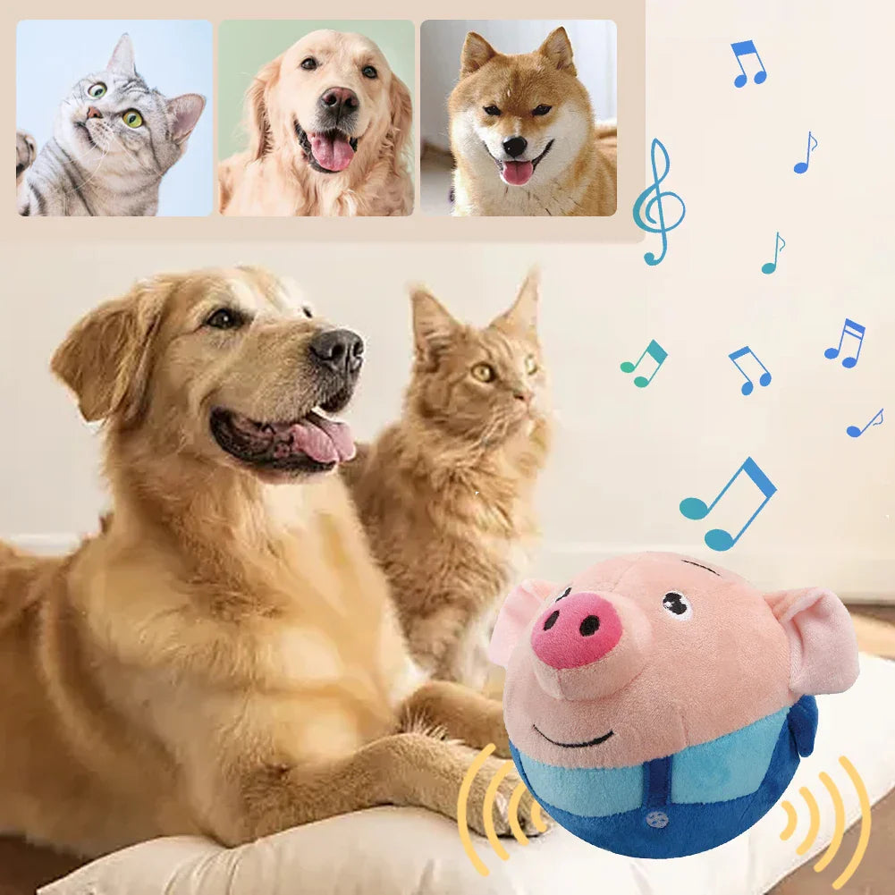 Plush Bouncing Dog Toy Interactive Squeaky Self-Moving Bite-Resistant