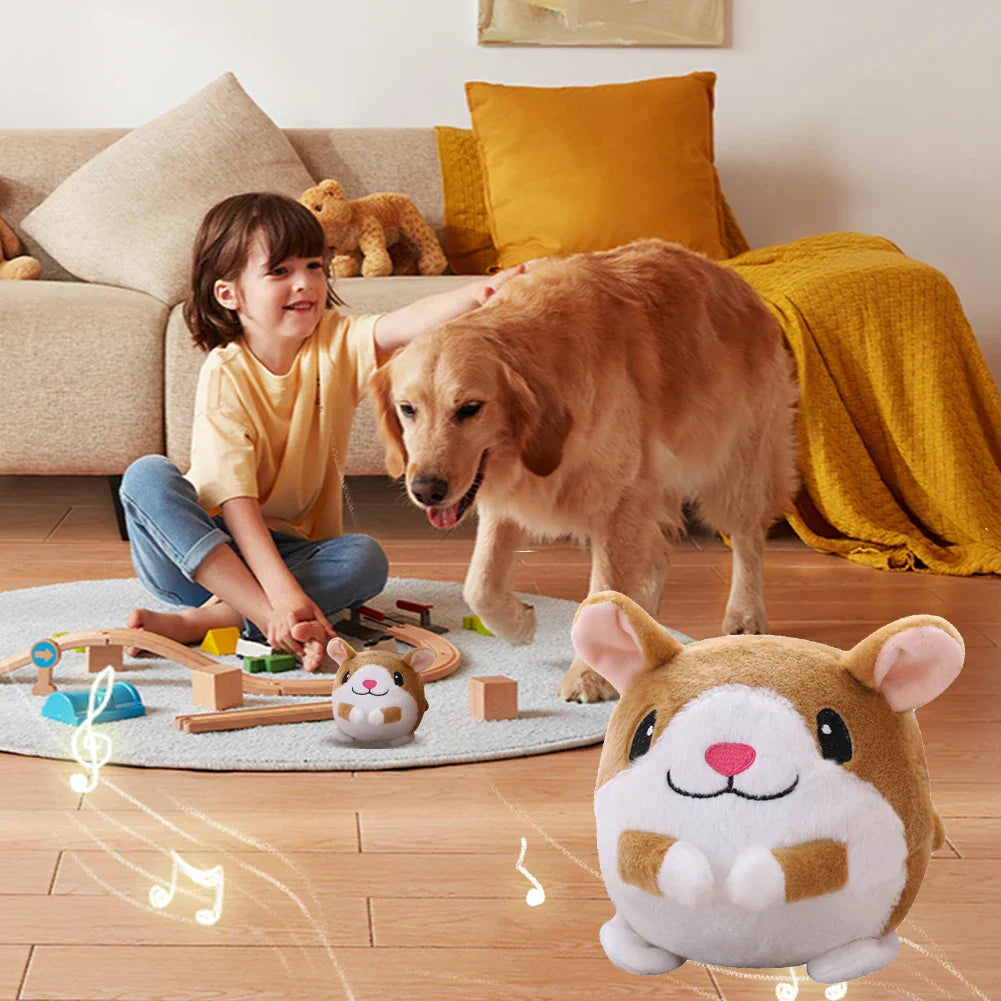 Plush Bouncing Dog Toy Interactive Squeaky Self-Moving Bite-Resistant