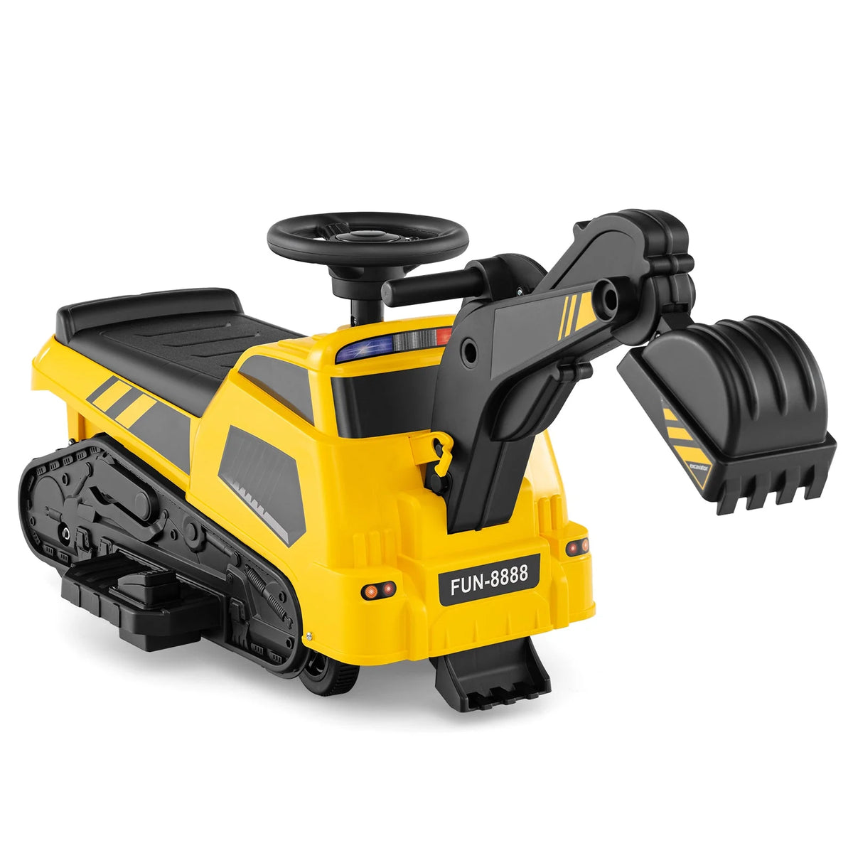 Kids 6V Ride on Tractor 3-in-1 Electric Excavator Adjustable Arms Music-Yellow