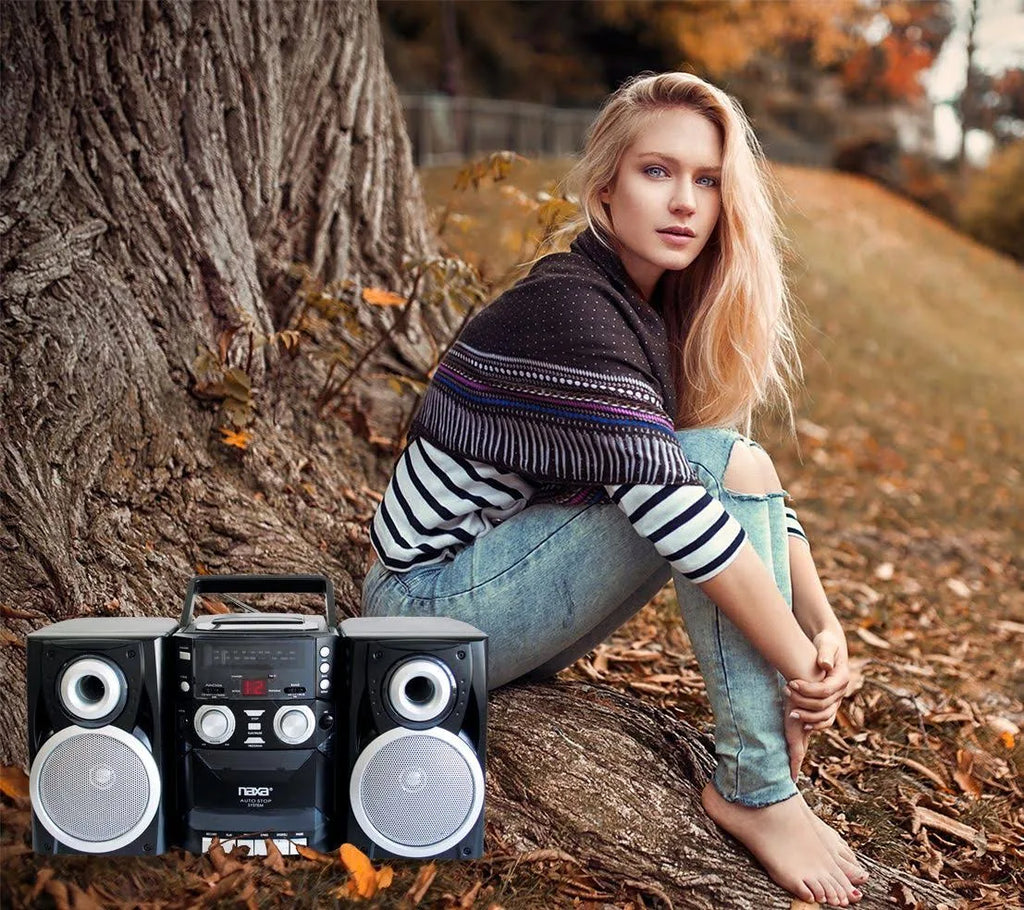 Naxa Boombox Portable CD Player, AM FM Stereo, Cassette Player and Recorder