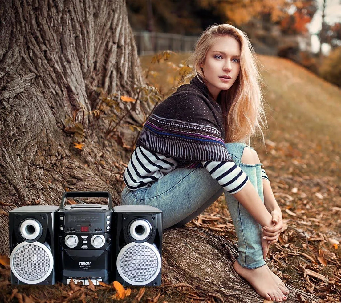 Naxa Boombox Portable CD Player, AM FM Stereo, Cassette Player and Recorder