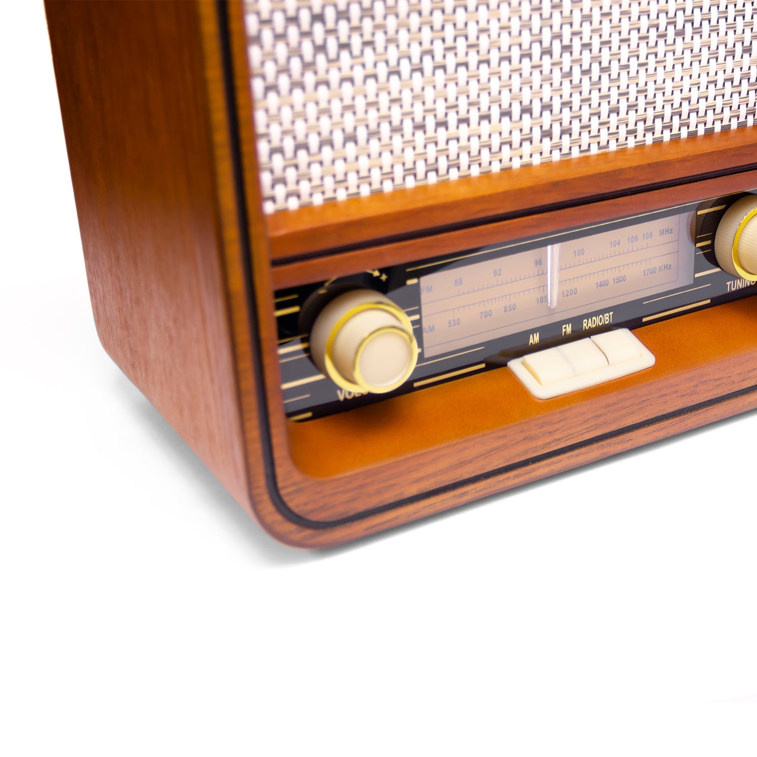 Vintage-Style Wooden AM/FM Radio – Retro Tabletop Radio with Classic Dial Tuning